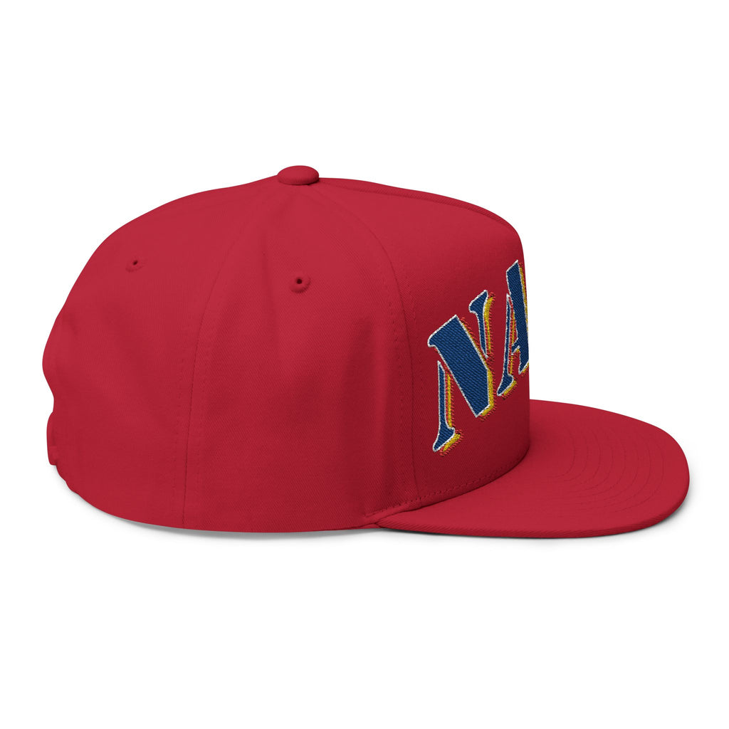 US Navy Embroidered Flat Bill Hat — Retro Varsity Military Style