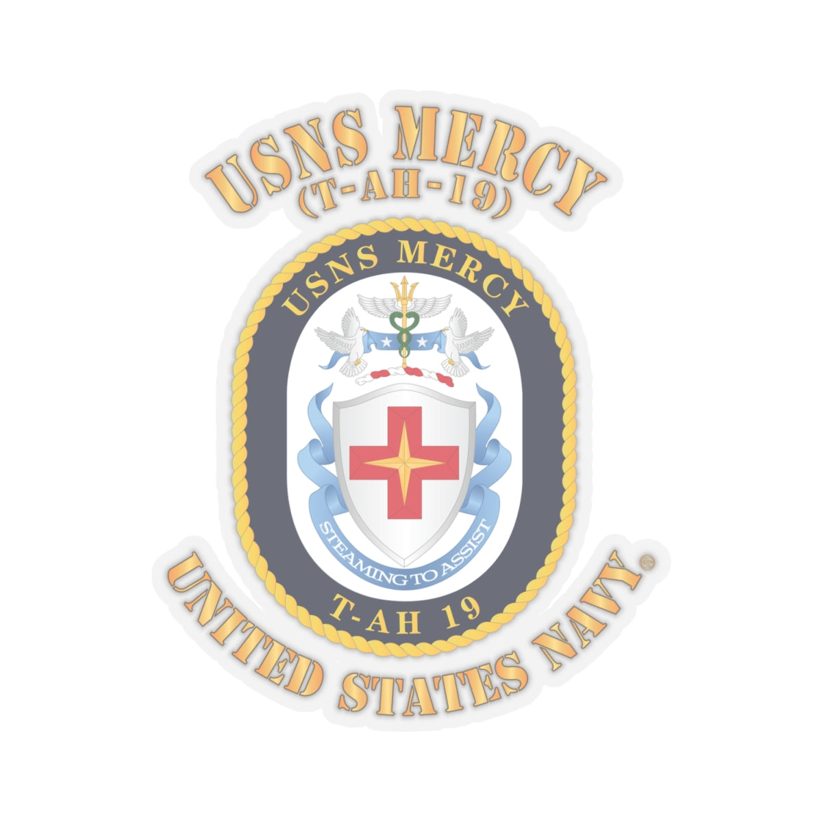 Kiss-Cut Stickers - Navy - USNS Mercy (T-AH-19)