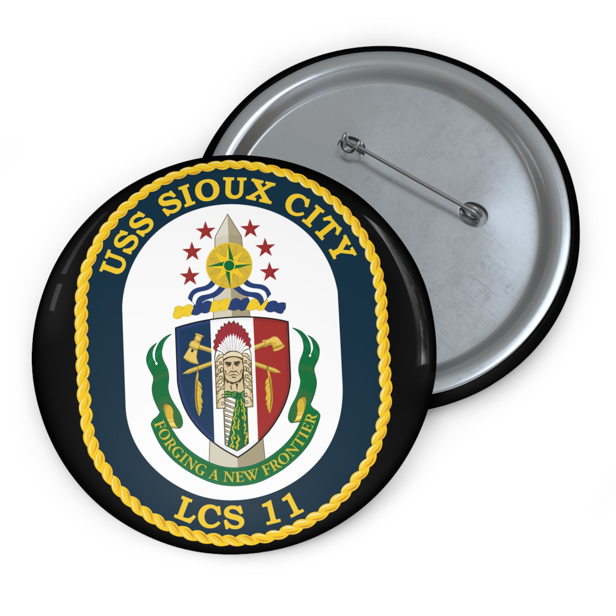 Custom Pin Button - Navy - USS Sioux City (LCS-11) wo Txt