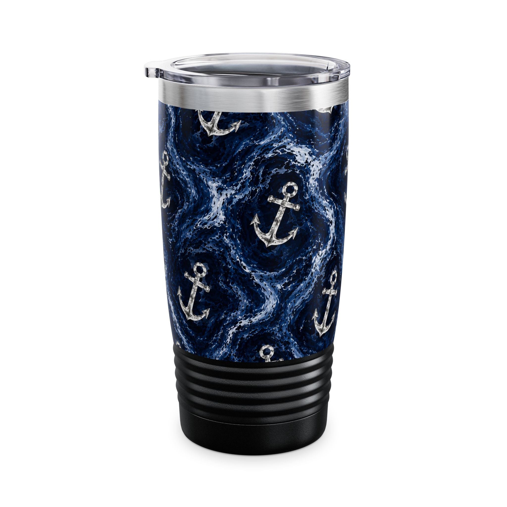 20oz Tumbler - Navy Anchor Wave