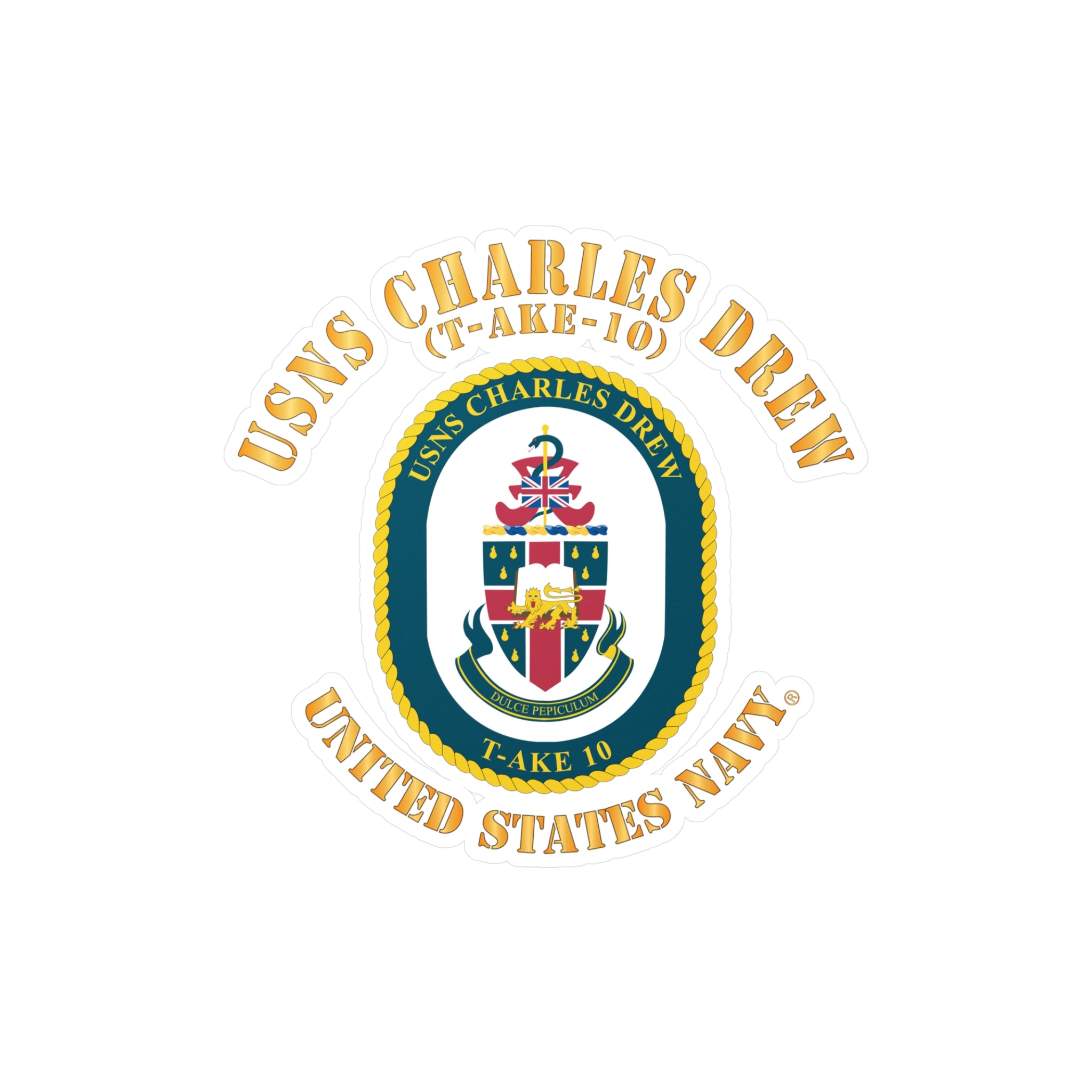 Kiss-Cut Vinyl Decal - Navy - USNS Charles Drew (T-AKE 10)