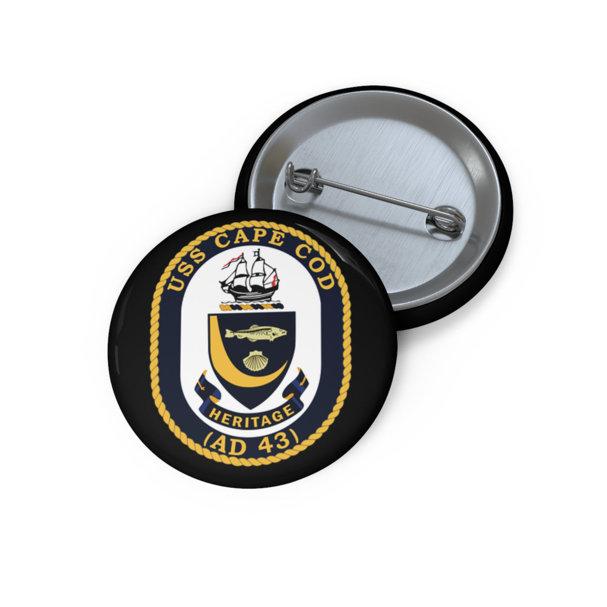 Pin Button - Navy - USS Cape Cod (AD 43) wo txt X 300