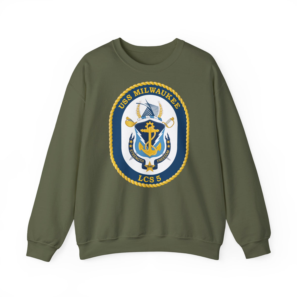 Unisex Heavy Blend™ Crewneck Sweatshirt -  Navy - USS Milwaukee (LCS-5) wo Txt X 300
