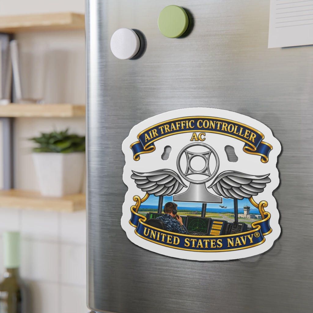 Die-Cut Magnet - Navy - Rate - Air Traffic Controller (AC) - with Scene - 3D - Enhanced