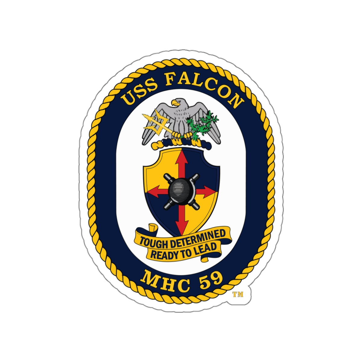 Die-Cut Vinyl Sticker - Navy - USS Falcon (MHC-59) wo txt