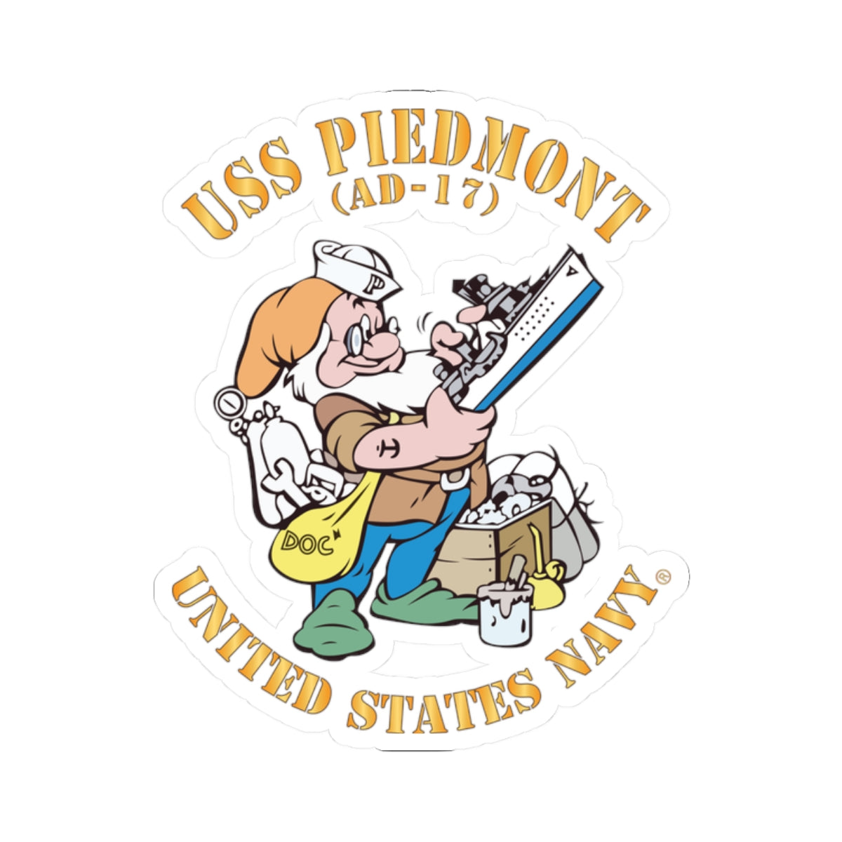 Kiss-Cut Stickers - Navy - USS Piedmont (AD-17) X 300