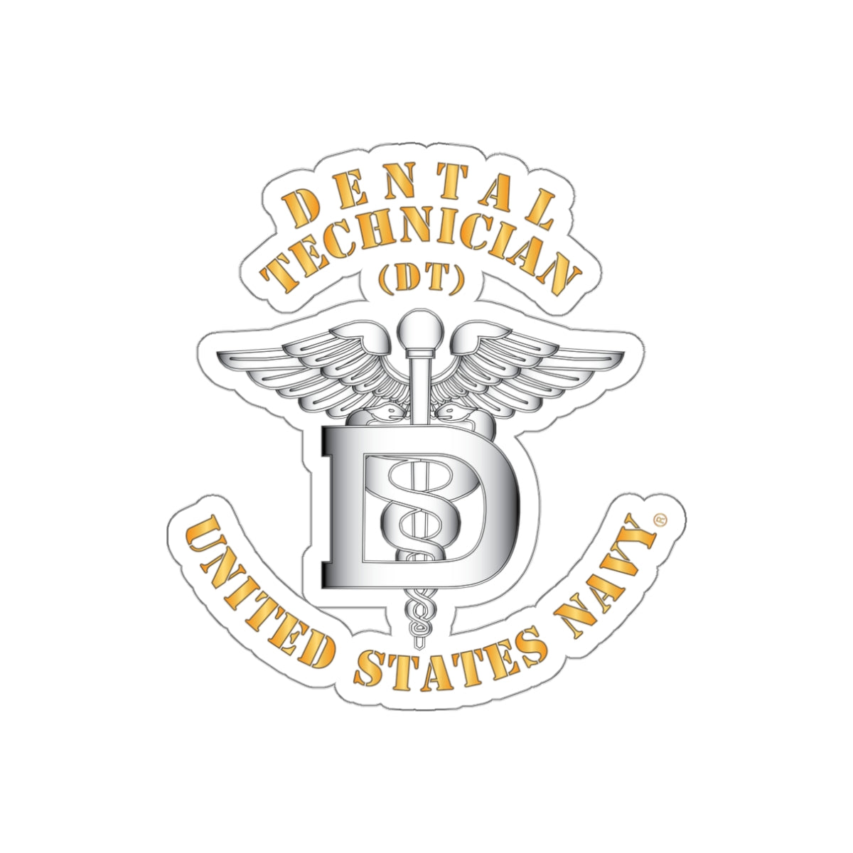 Die-Cut Vinyl Sticker - Navy - Rate - Dental Technician (DT)