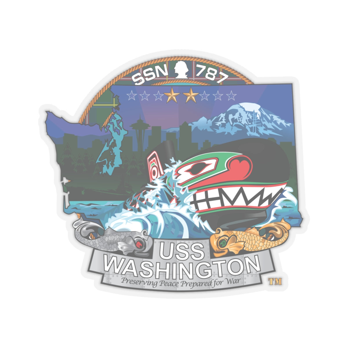 Kiss-Cut Stickers - Navy - USS Washington (SSN-787) wo txt X 300