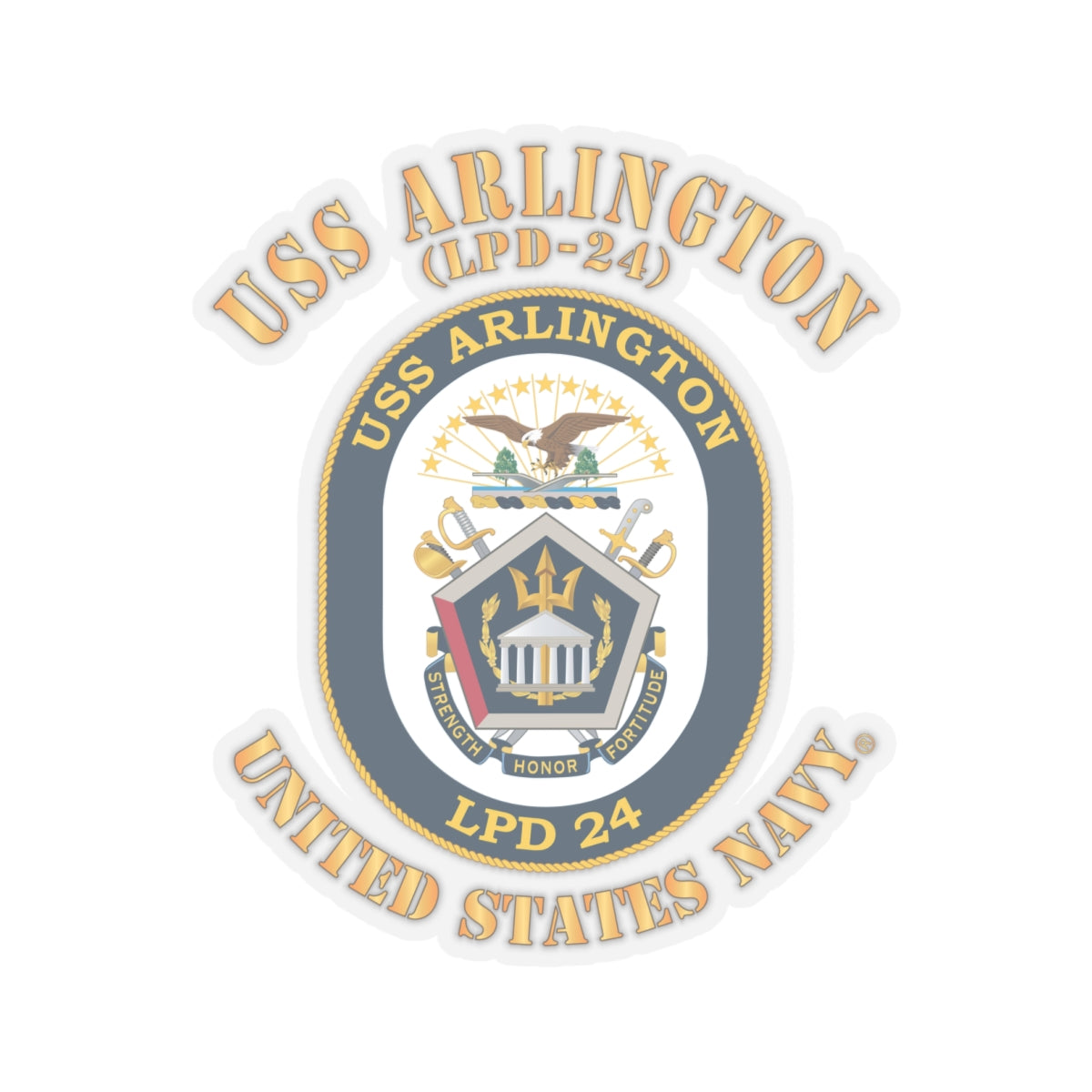 Kiss-Cut Stickers - Navy - USS Arlington (LPD-24)