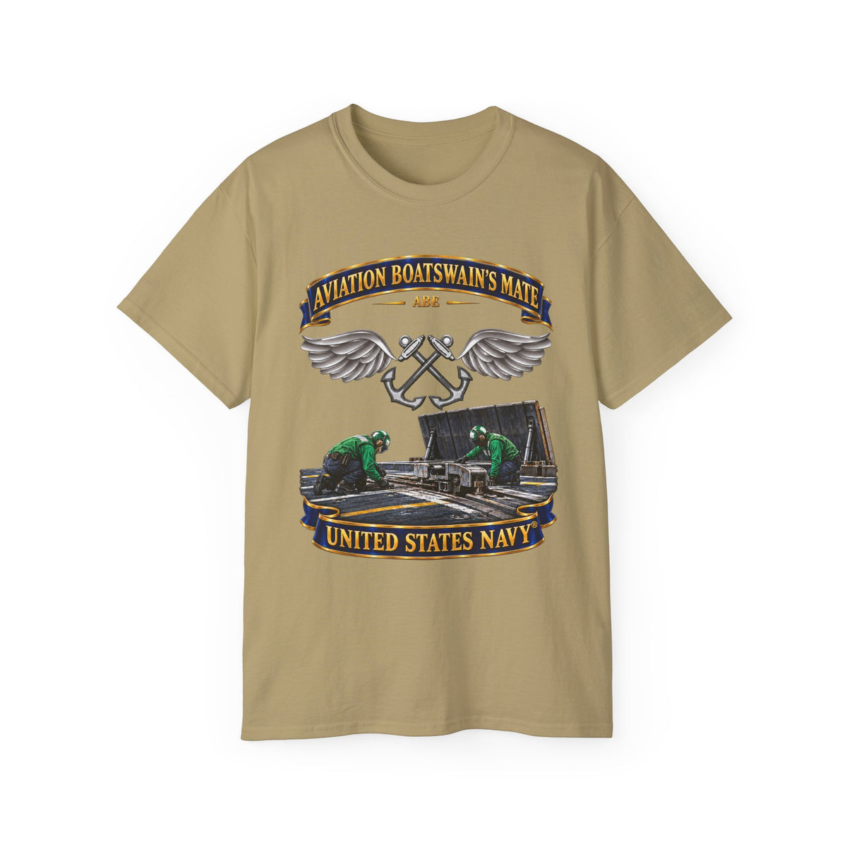Unisex Ultra Cotton T-Shirt - Navy - Rate - Aviation Boatswain's Mate (ABE) - with Scene - 3D - Enhanced