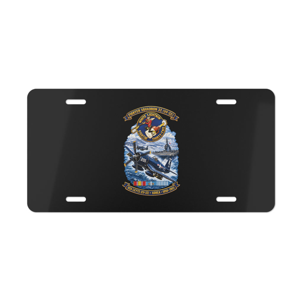 Vanity License Plate - NAVY - VF 32  -White Lightnin - Fightin 32 - SSI - USS Leyte (CV32) - F4U-4 Corsair - Korea - 1950-1951- 3D - Enhanced