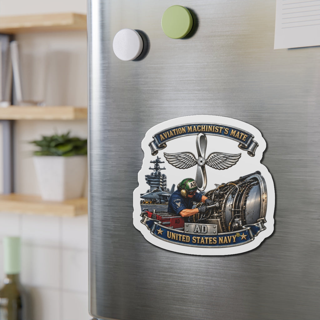 Die-Cut Magnet - Navy - Rate - Aviation Machinists Mate Br with Scene - 3D - Enhanced