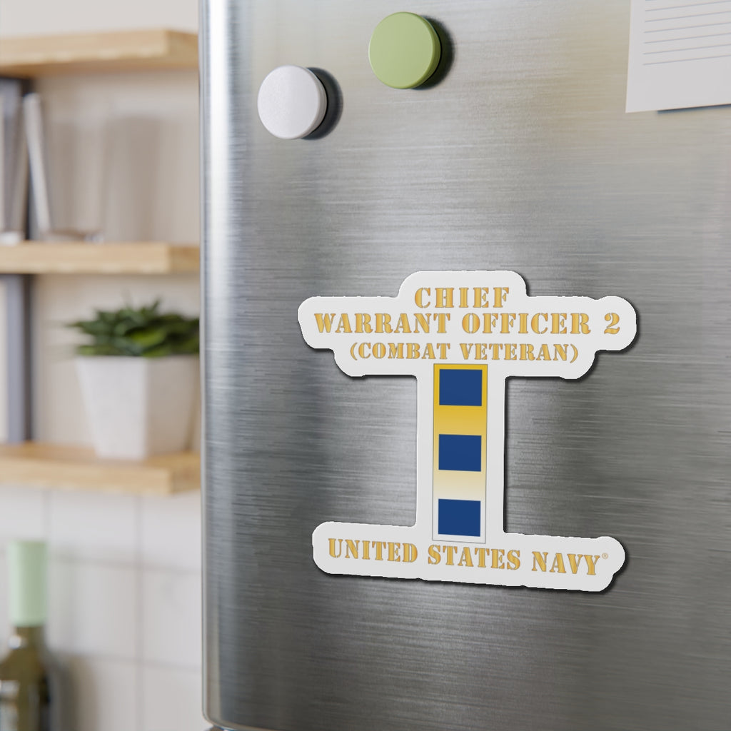 Die-Cut Magnet - Navy - Chief Warrant Officer 2 - CW02 - Combat Veteran