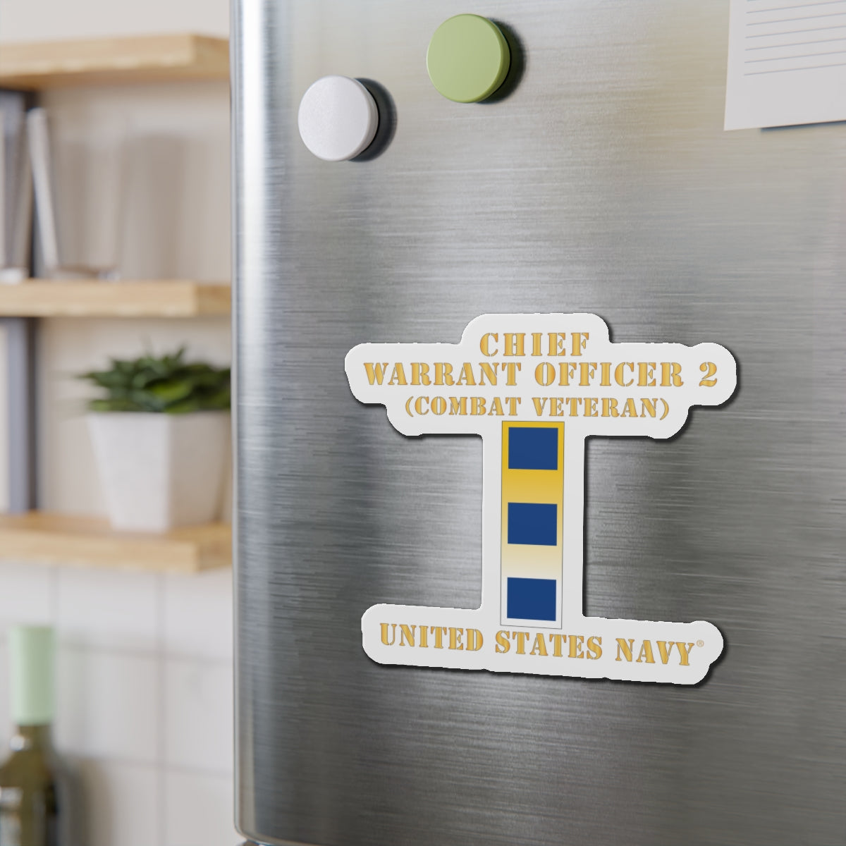 Die-Cut Magnet - Navy - Chief Warrant Officer 2 - CW02 - Combat Veteran