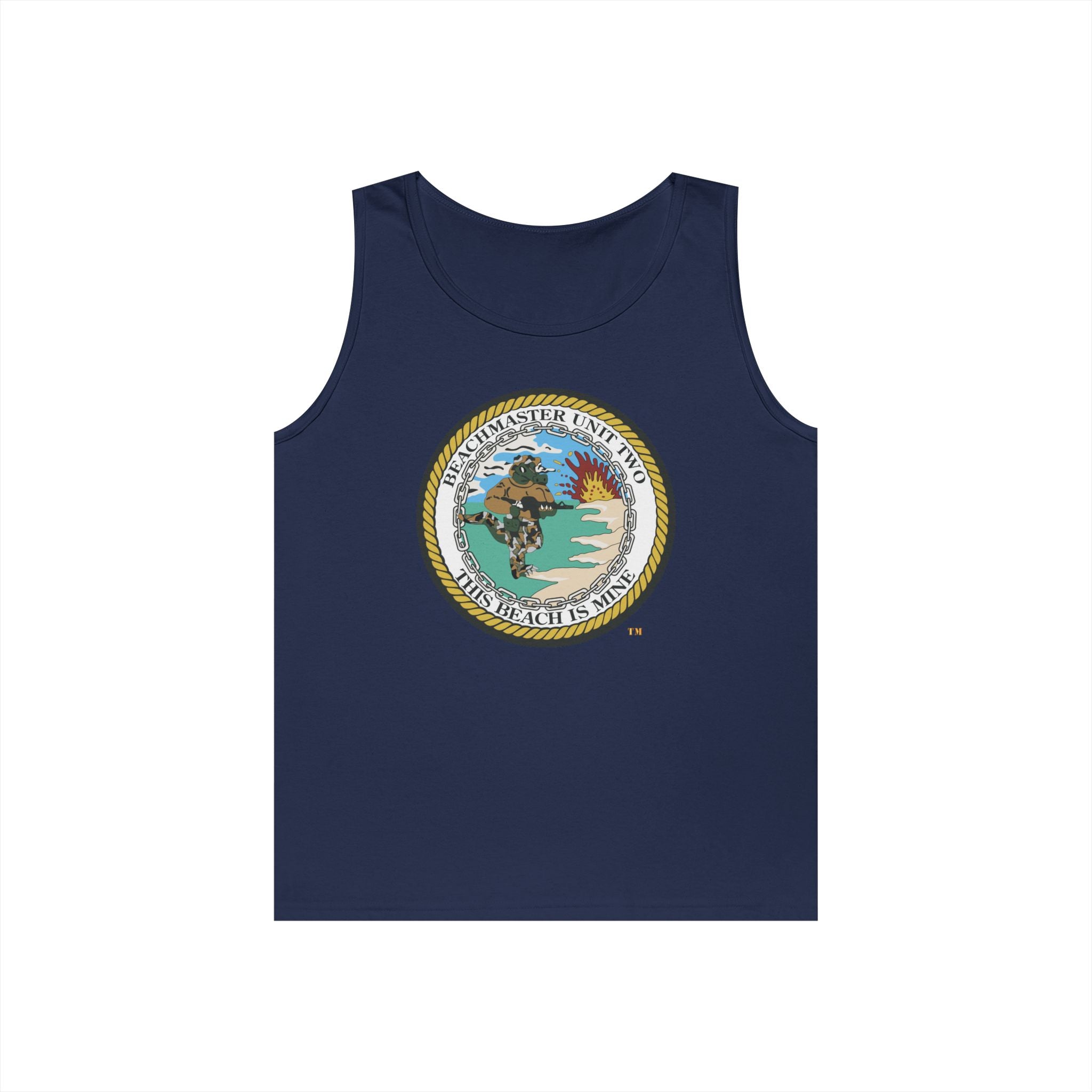 Unisex Heavy Cotton Tank Top - Navy - Beachmaster Unit Two (BMU-2) wo txt X 300