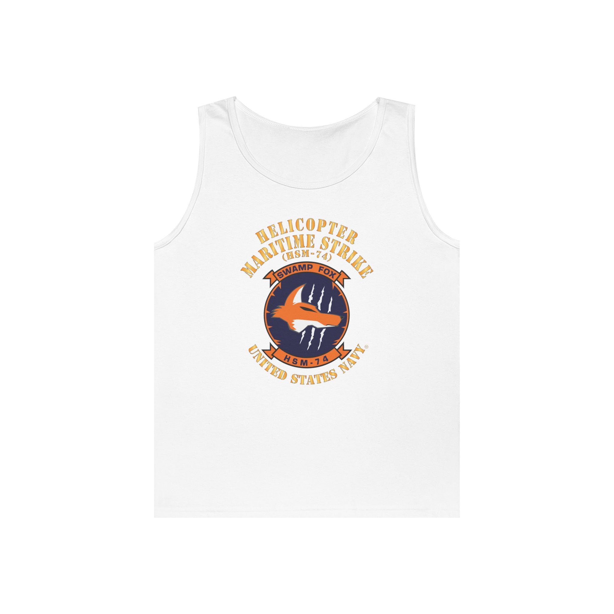 Unisex Heavy Cotton Tank Top - Navy - Helicopter Maritime Strike Seven Four (HSM-74)