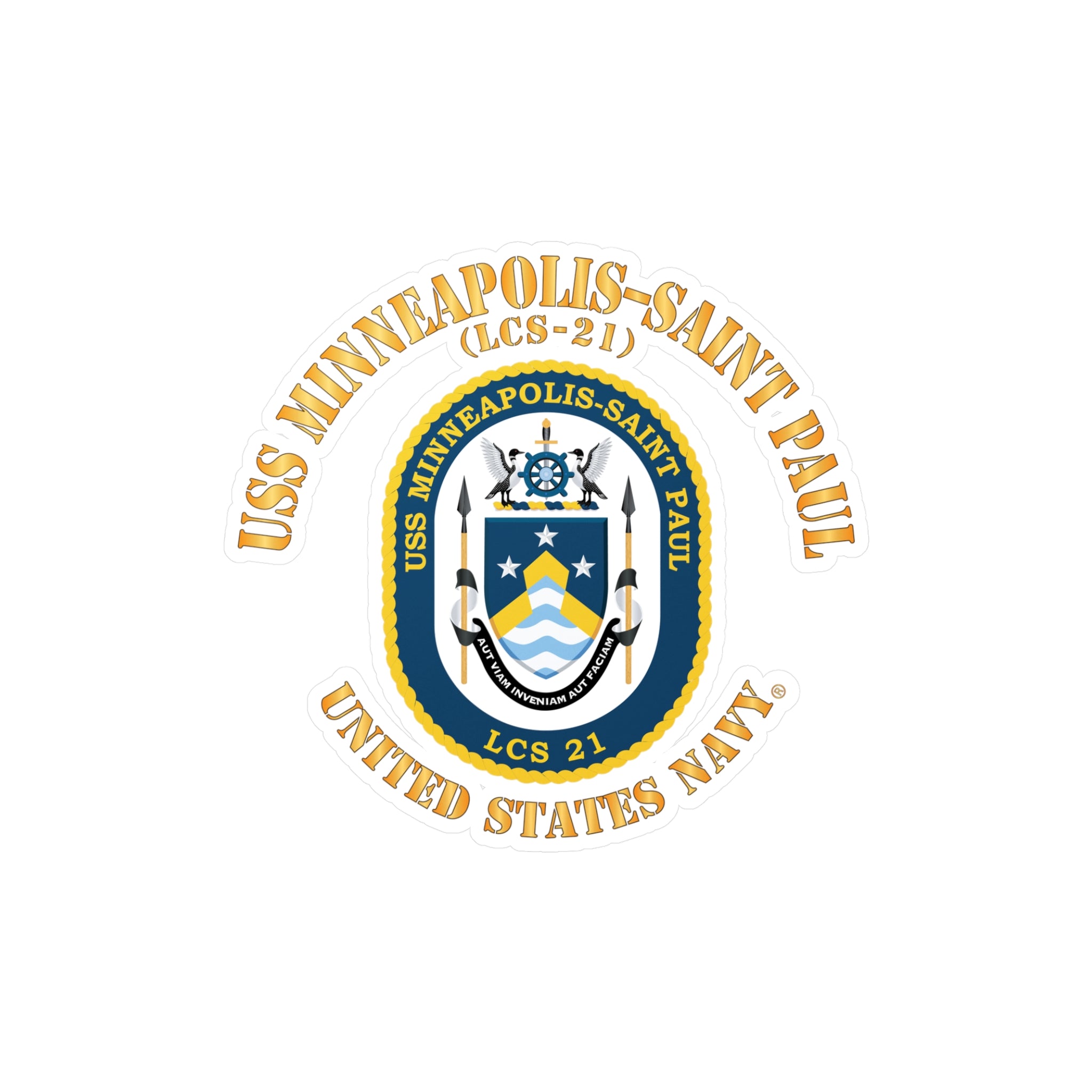 Kiss-Cut Vinyl Decal - Navy - USS Minneapolis–Saint Paul (LCS-21)