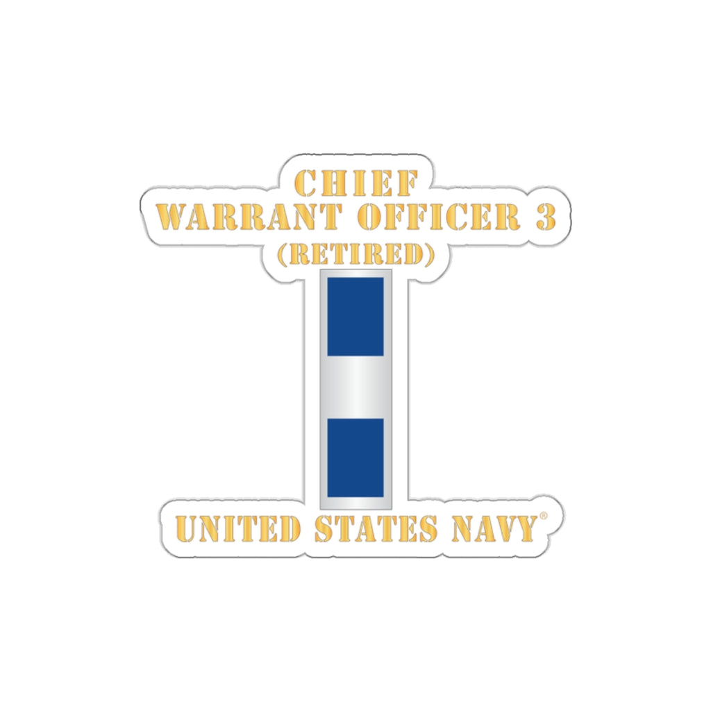 Die-Cut Vinyl Sticker - Navy - Chief Warrant Officer 3 - CW03 - Retired