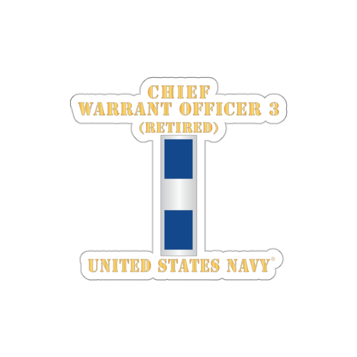 Die-Cut Vinyl Sticker - Navy - Chief Warrant Officer 3 - CW03 - Retired