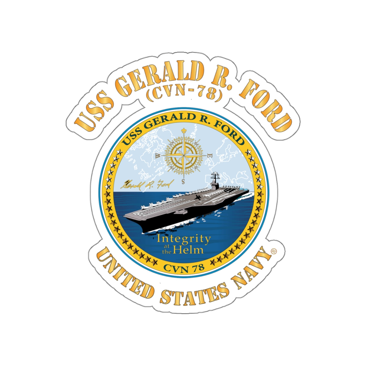Die-Cut Vinyl Sticker - Navy - USS Gerald R. Ford (CVN-78)