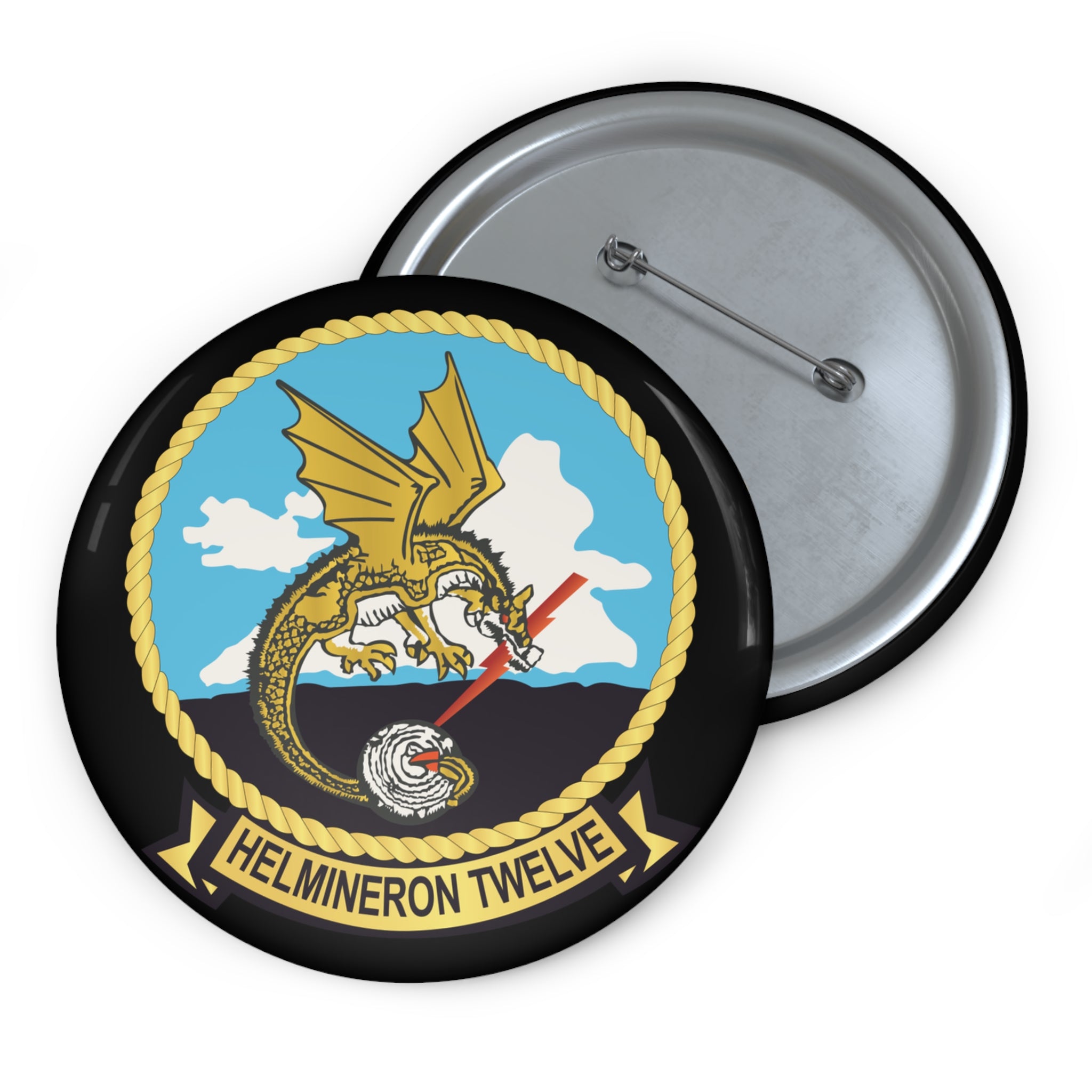 Custom Pin Button - Navy - Helmineron Twelve (HM-12) wo Txt
