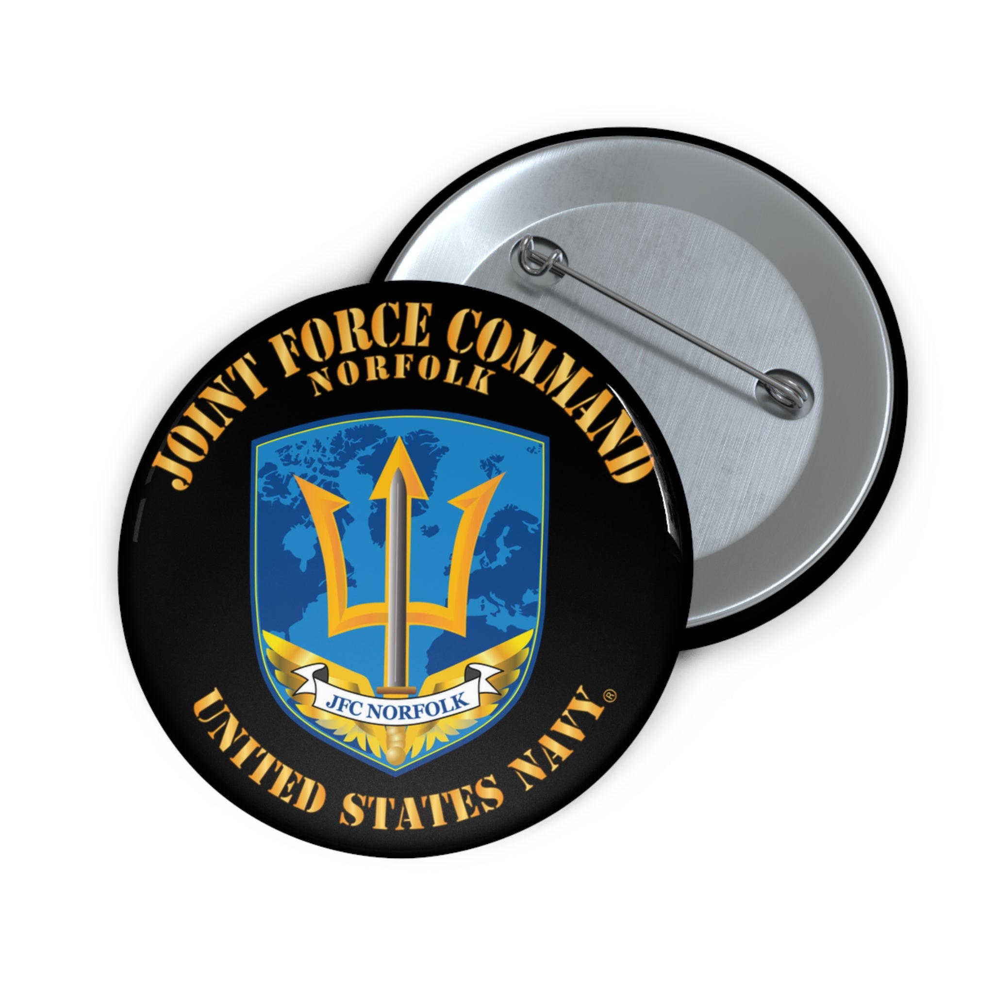 Custom Pin Button - Navy - Joint Force Command - Norfolk