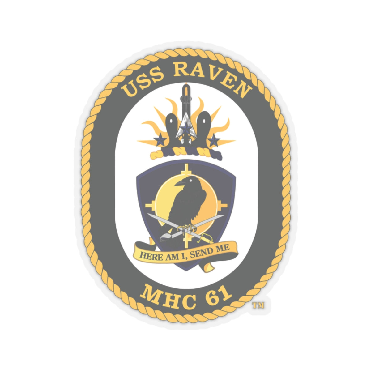 Kiss-Cut Stickers - Navy - USS Raven (MHC-61) wo txt