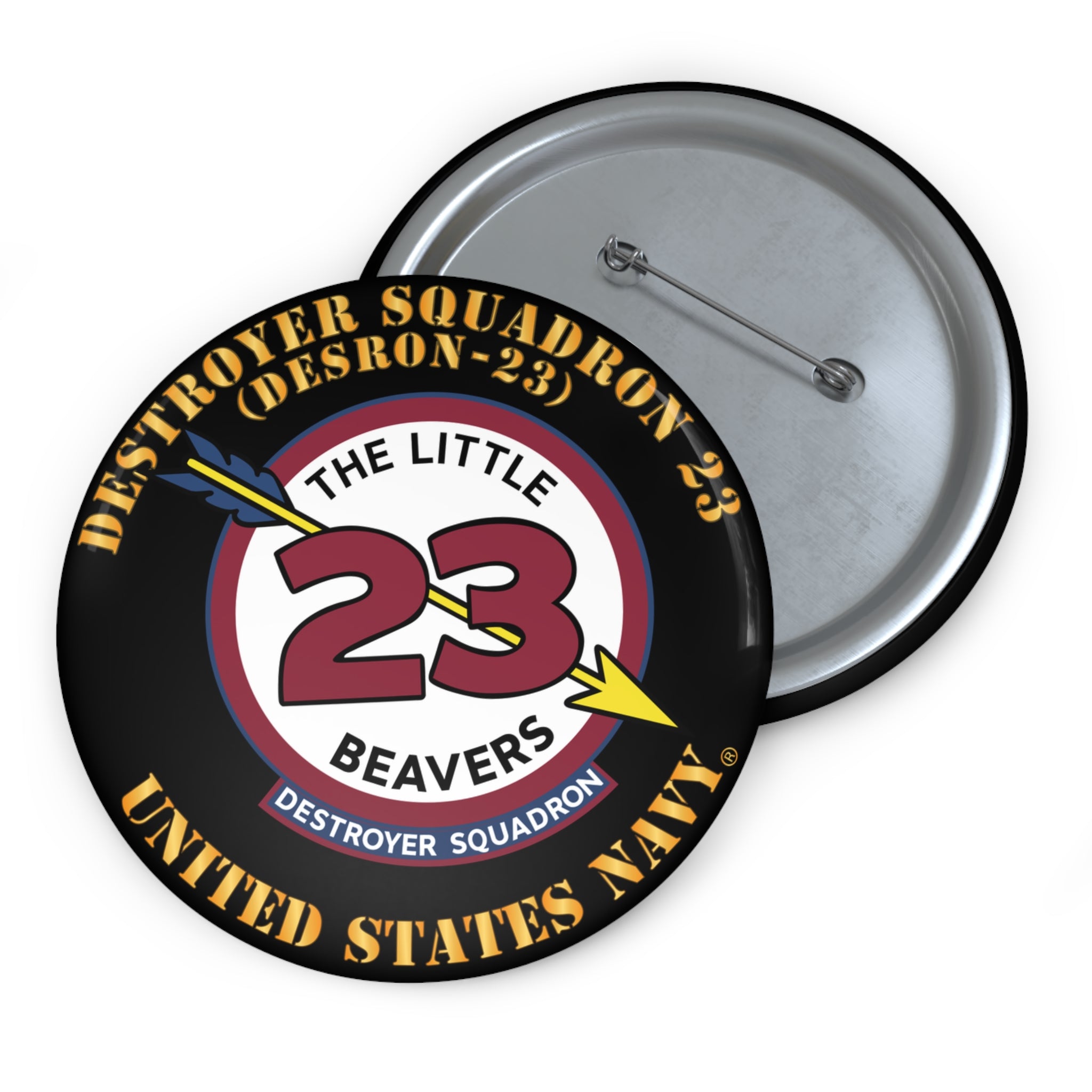 Custom Pin Button - Navy - Destroyer Squadron 23 (DESRON-23)