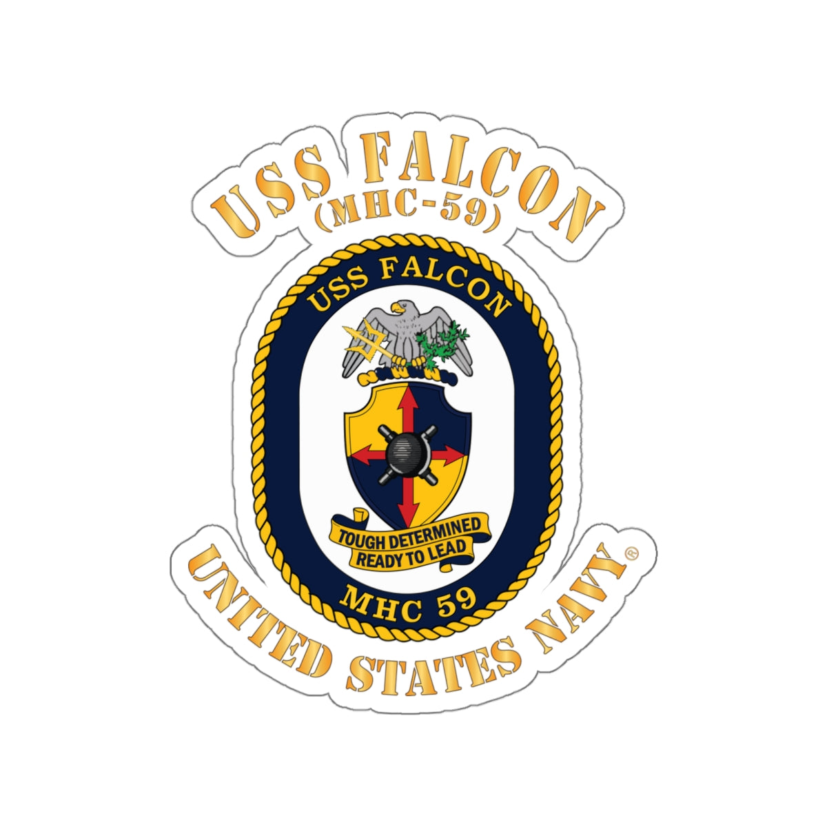 Die-Cut Vinyl Sticker - Navy - USS Falcon (MHC-59)