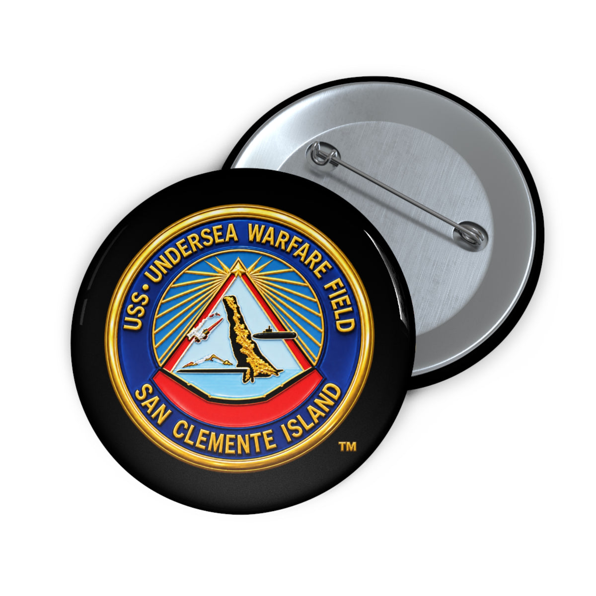 Pin Button - Navy - USS Undersea Warfare Field - San Clemente Island - Crest - 3D - Enhanced