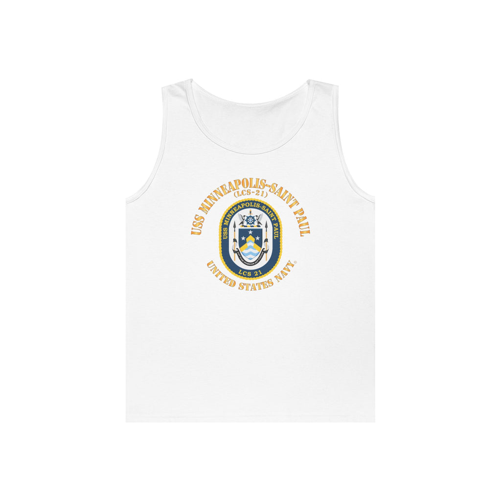 Unisex Heavy Cotton Tank Top - Navy - USS Minneapolis–Saint Paul (LCS-21)