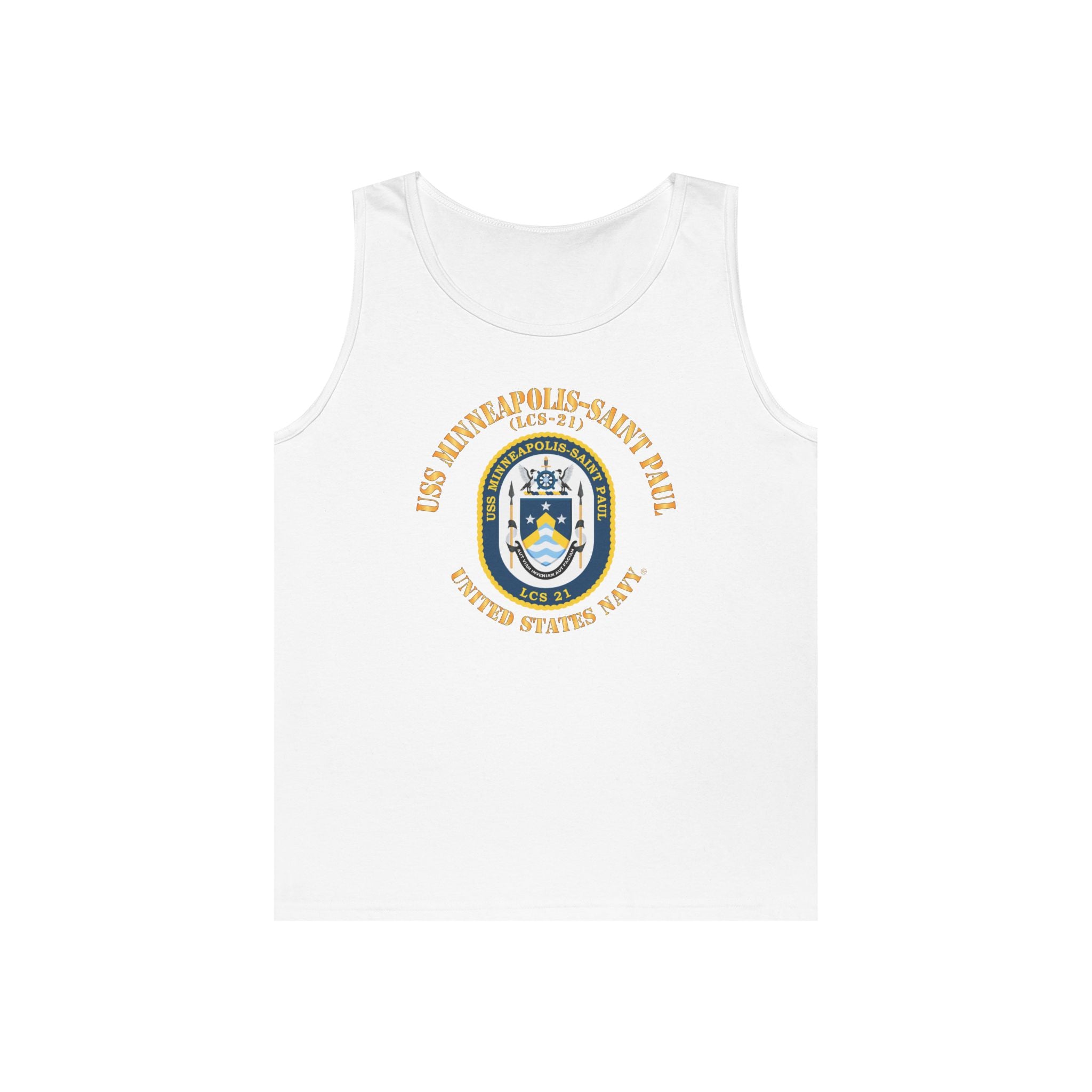 Unisex Heavy Cotton Tank Top - Navy - USS Minneapolis–Saint Paul (LCS-21)
