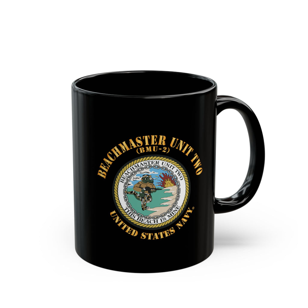 Black Mug (11oz, 15oz) - Navy - Beachmaster Unit Two (BMU-2) X 300