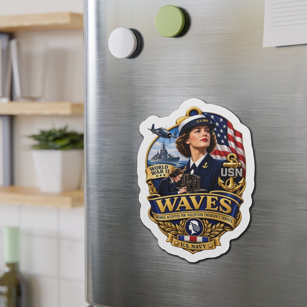 Die-Cut Magnet - WAVES - Women Accepted for Volunteer Emergency Service WWII - 3D - Enhanced