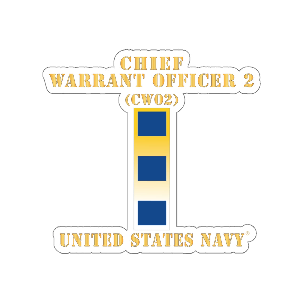 Die-Cut Vinyl Sticker - Navy - Chief Warrant Officer 2 - CW02