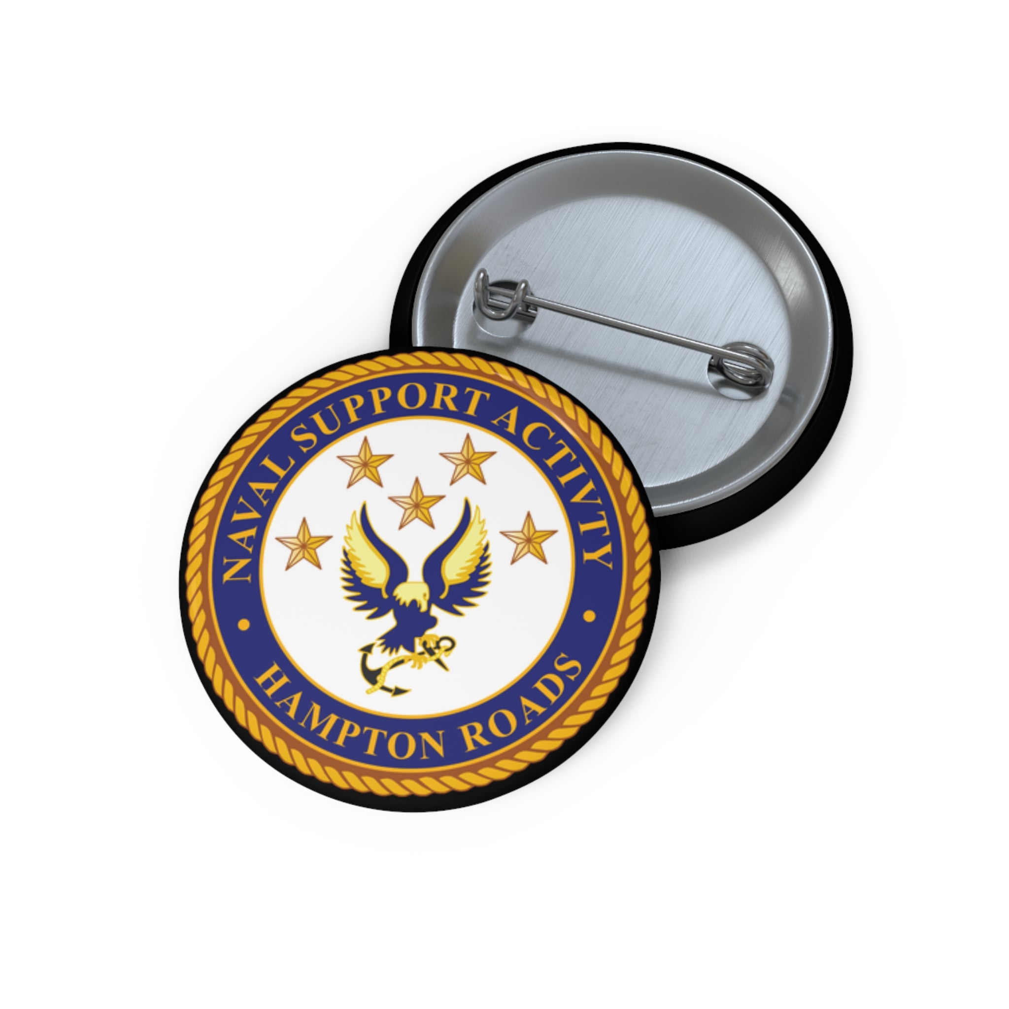 Custom Pin Button - Navy - Naval Support Activity - Hampton Roads