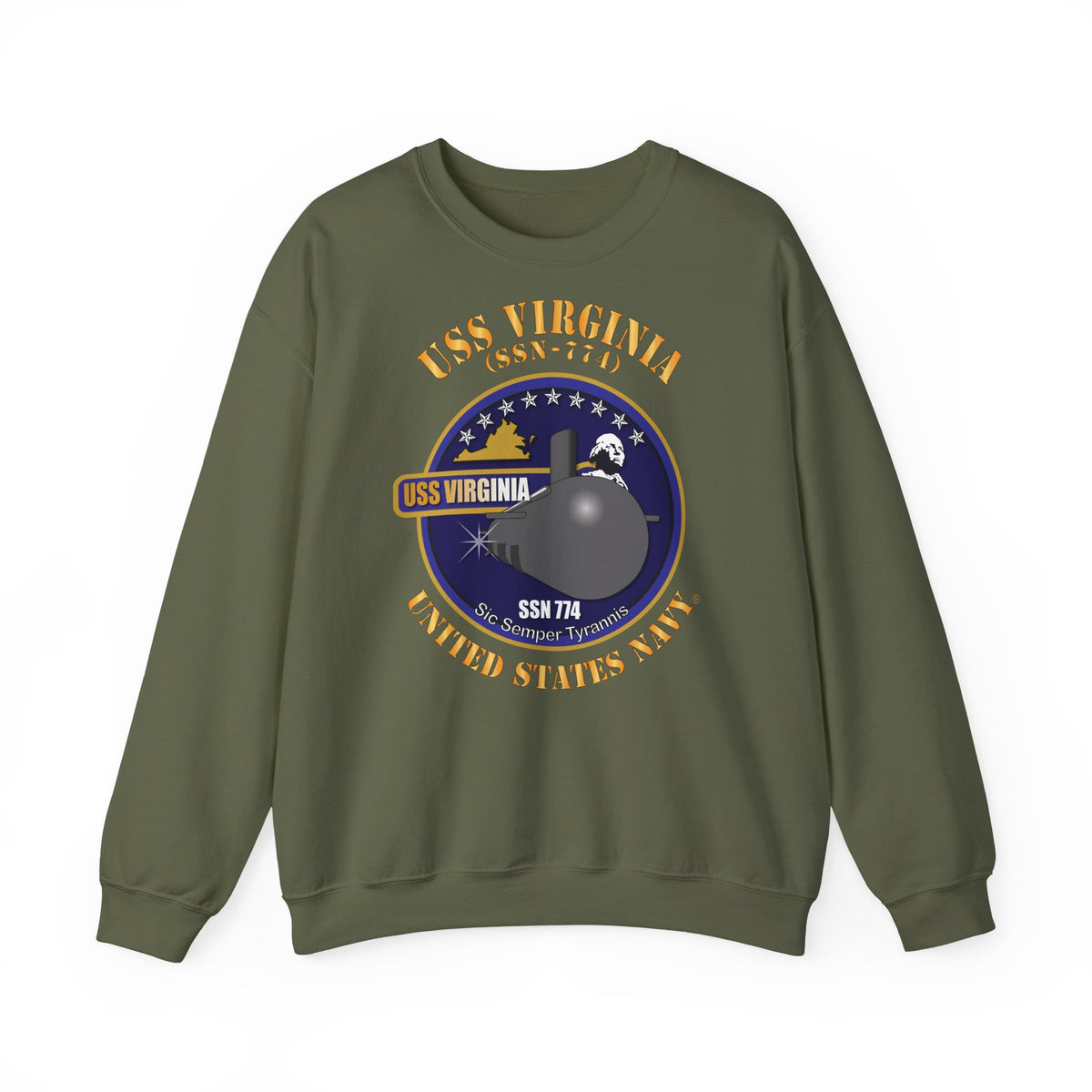 Unisex Heavy Blend™ Crewneck Sweatshirt -  Navy - USS Virginia (SSN-774) X 300