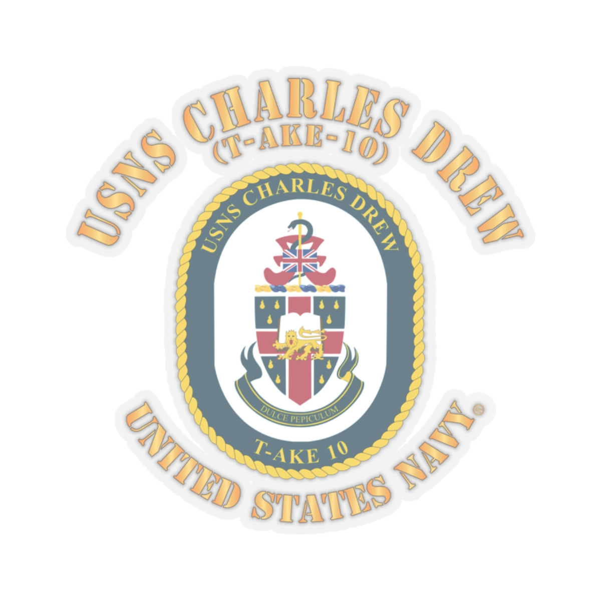 Kiss-Cut Stickers - Navy - USNS Charles Drew (T-AKE 10)