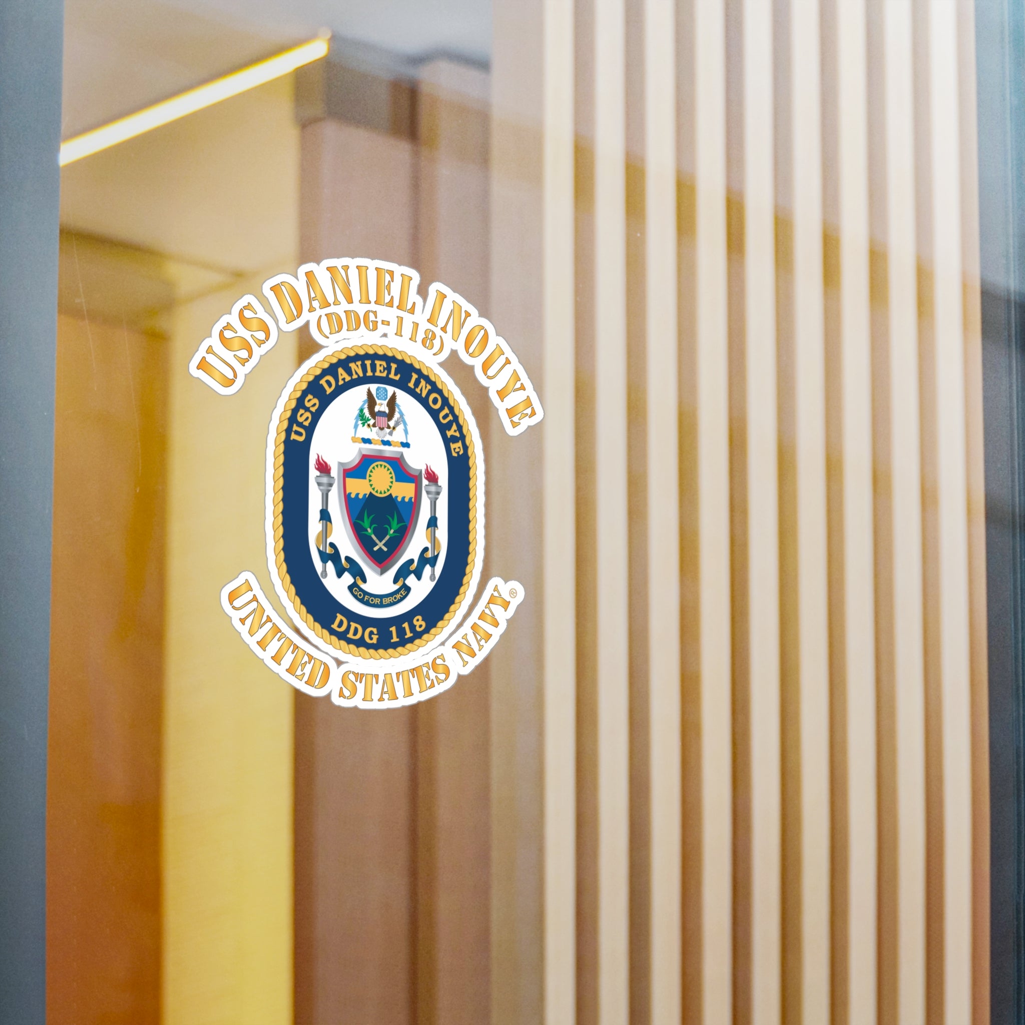 Kiss-Cut Vinyl Decal - Navy - USS Daniel Inouye (DDG-118)