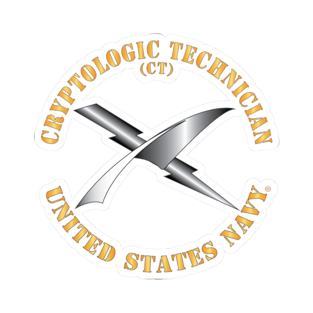Kiss-Cut Stickers - Navy - Rate - Cryptologic Technician (CT)