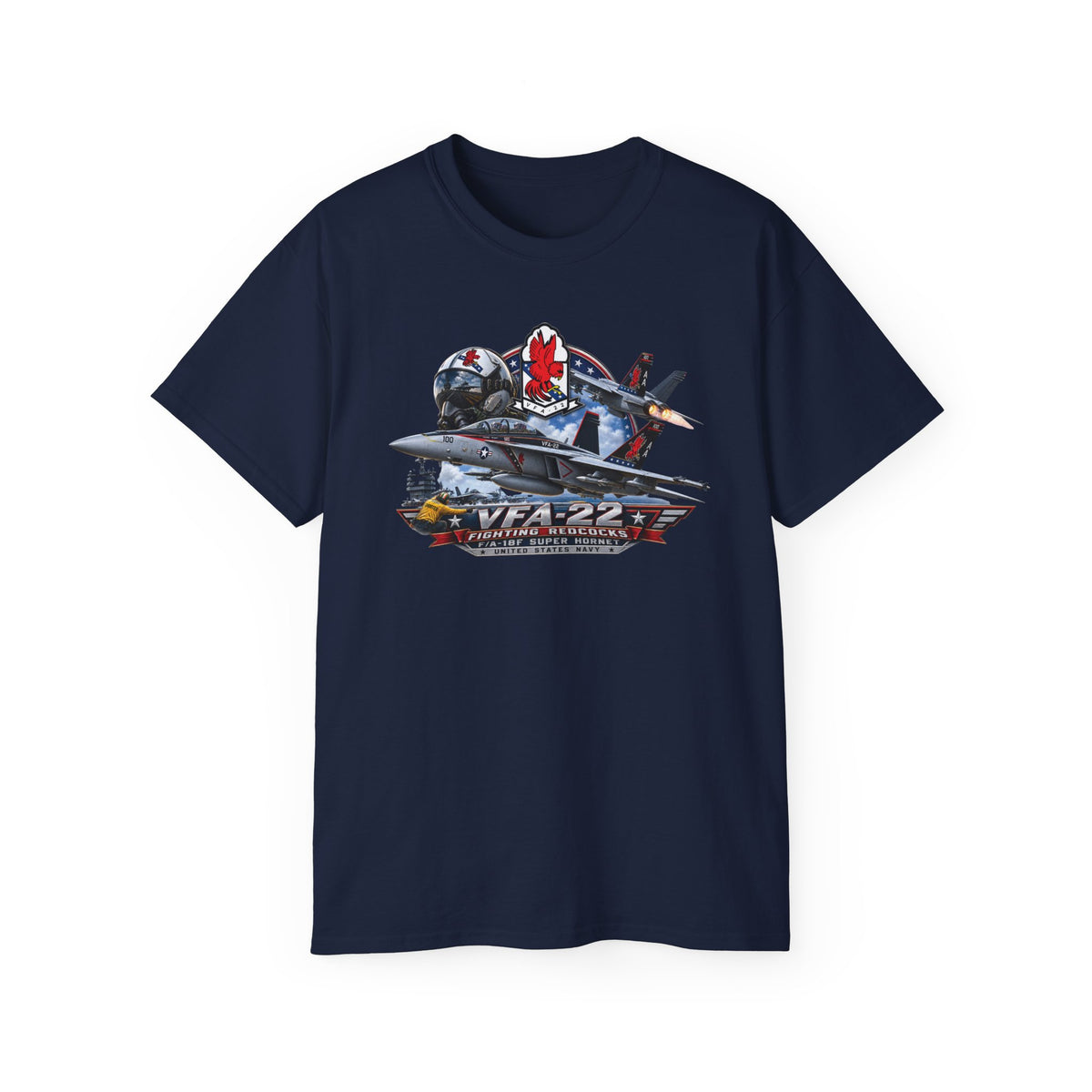 Unisex Ultra Cotton T-Shirt - Strike Fighter Squadron 22nd - AC - Fighting Redcocks - 3D - Enhanced