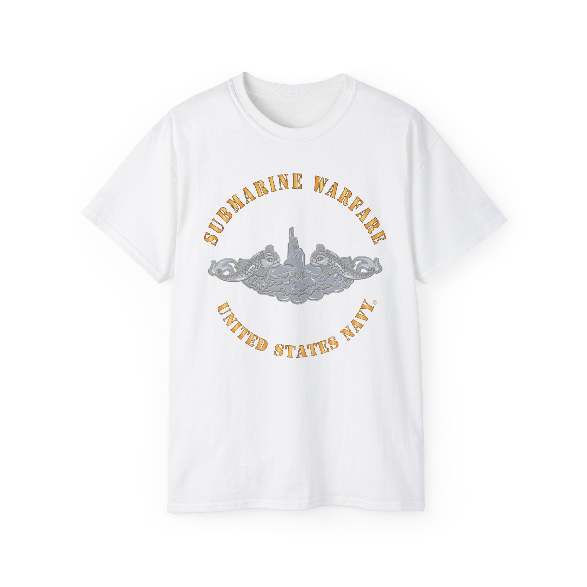 Unisex Ultra Cotton T-Shirt - Navy - Submarine Badge - Silver