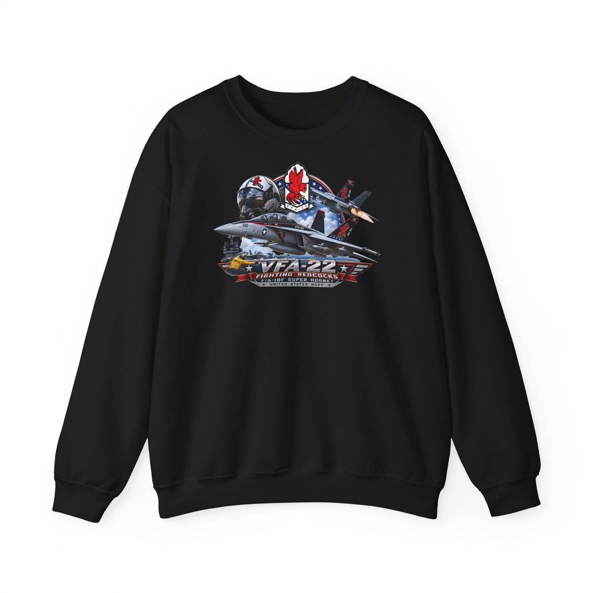 Unisex Heavy Blend™ Crewneck Sweatshirt - Strike Fighter Squadron 22nd - AC - Fighting Redcocks - 3D - Enhanced
