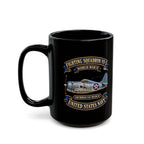 Black Mug (11oz, 15oz) - NAVY - Fighting Squadron - VF 3 - WWII FELIX Insignia - Grumman F4F Wildcat - 3D - Enhanced