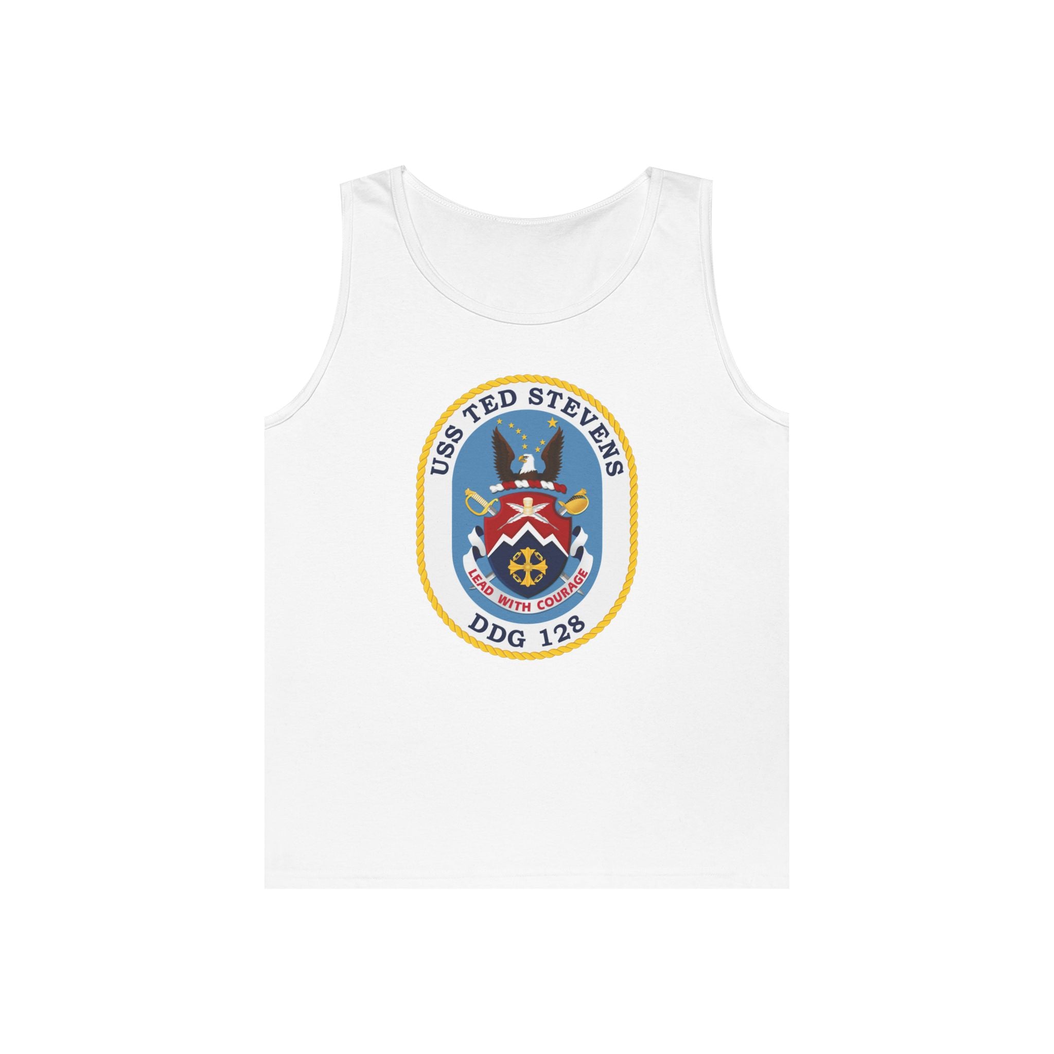 Unisex Heavy Cotton Tank Top - Navy - USS Ted Stevens (DDG-128) wo txt