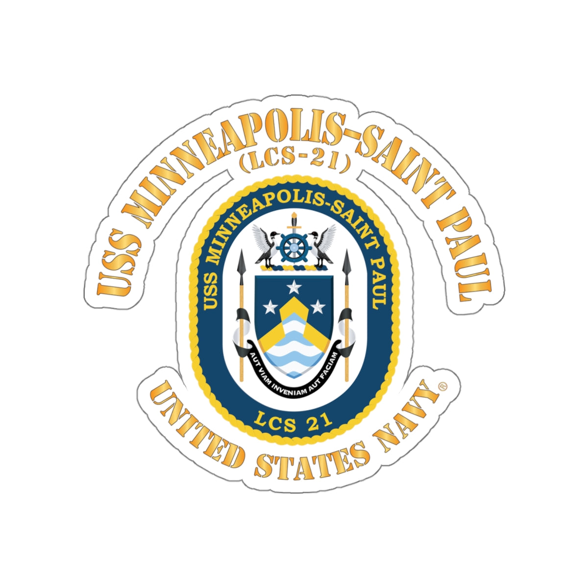 Die-Cut Vinyl Sticker - Navy - USS Minneapolis–Saint Paul (LCS-21)