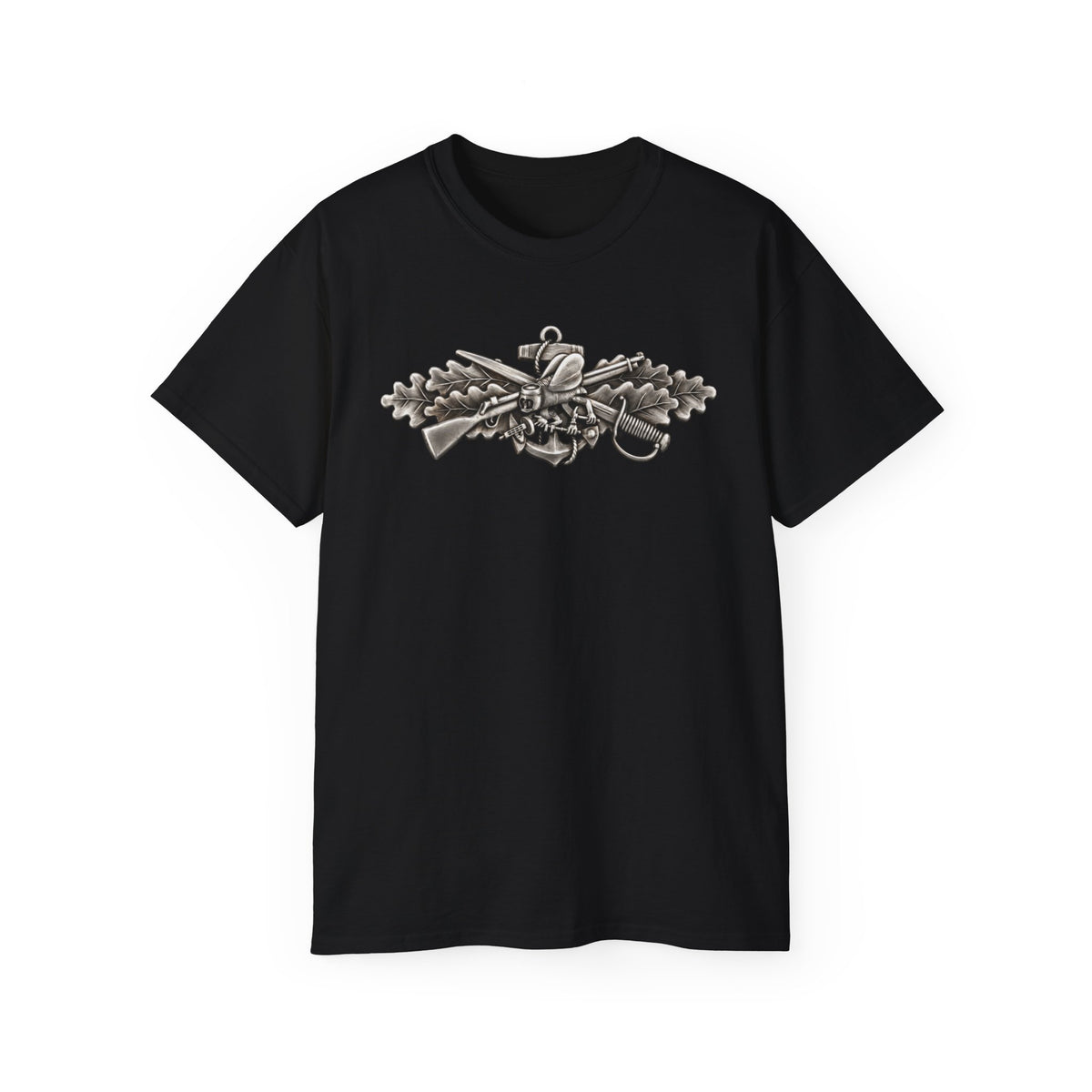 Unisex Ultra Cotton T-Shirt - Navy - Badge - Seabee combat warfare specialist wo txt - Enlisted - 3D - Enhanced
