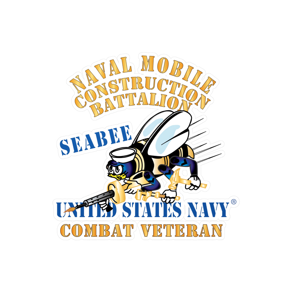 Kiss-Cut Vinyl Decal - Navy - Seabee - Combat Veteran