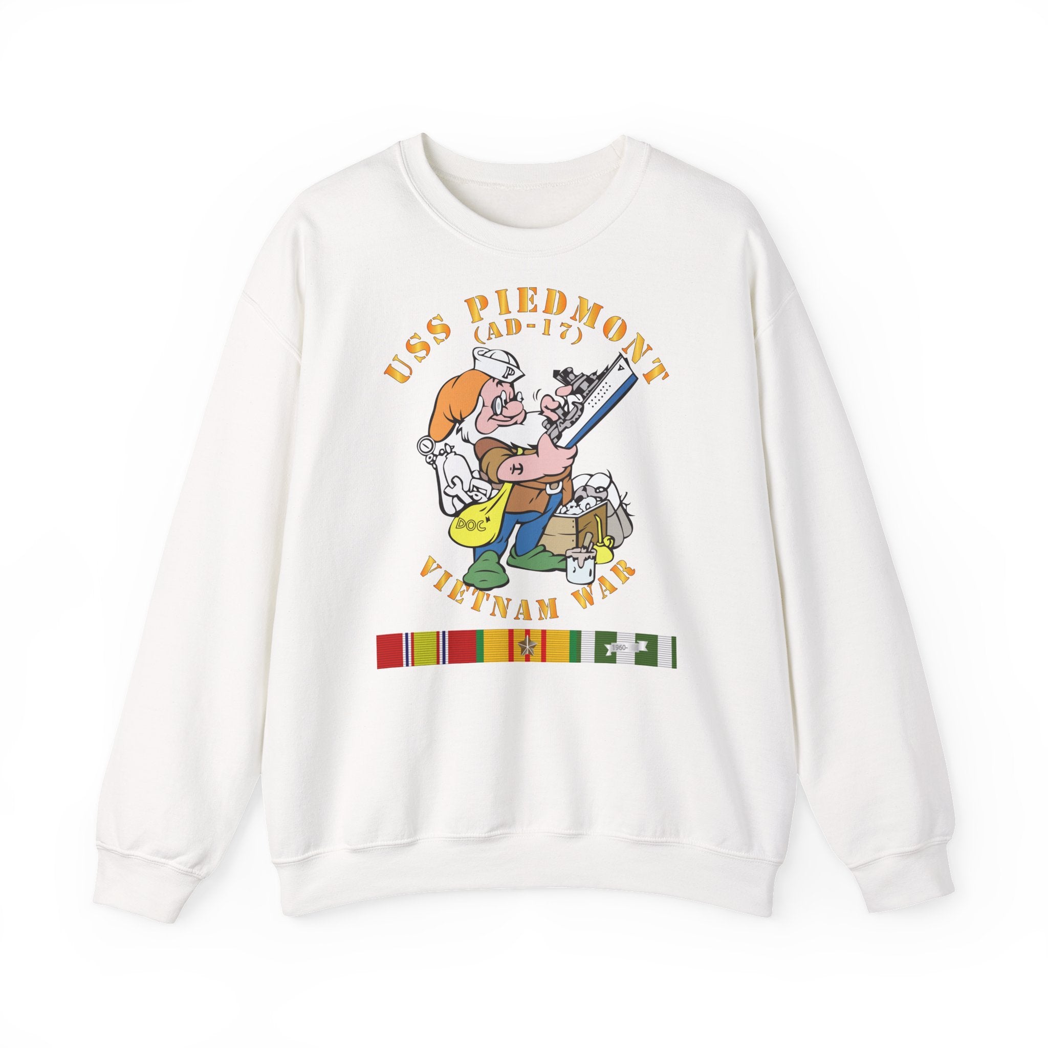 Unisex Heavy Blend™ Crewneck Sweatshirt - Navy - USS Piedmont (AD-17) w VN SVC - Vietnam War