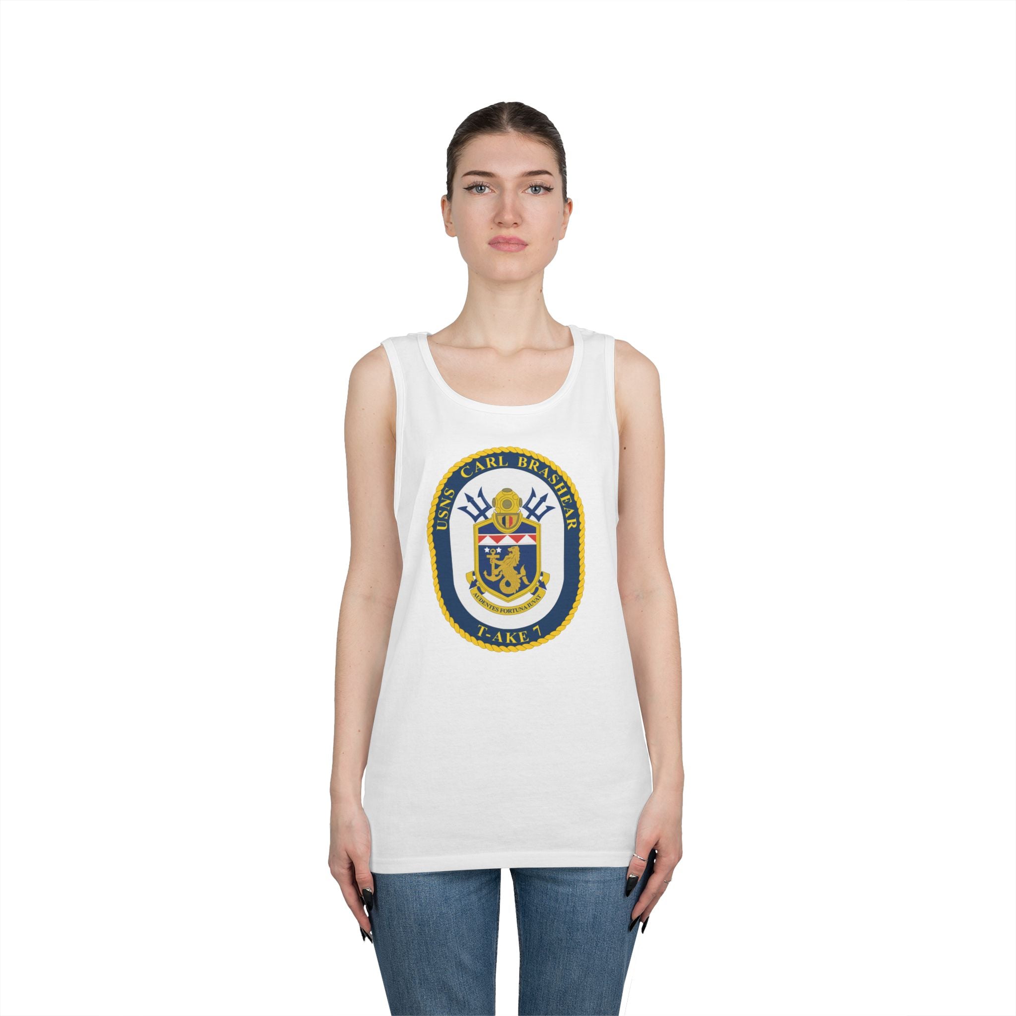 Unisex Heavy Cotton Tank Top - Navy - USNS Carl Brashear (T-AKE 7) wo txt